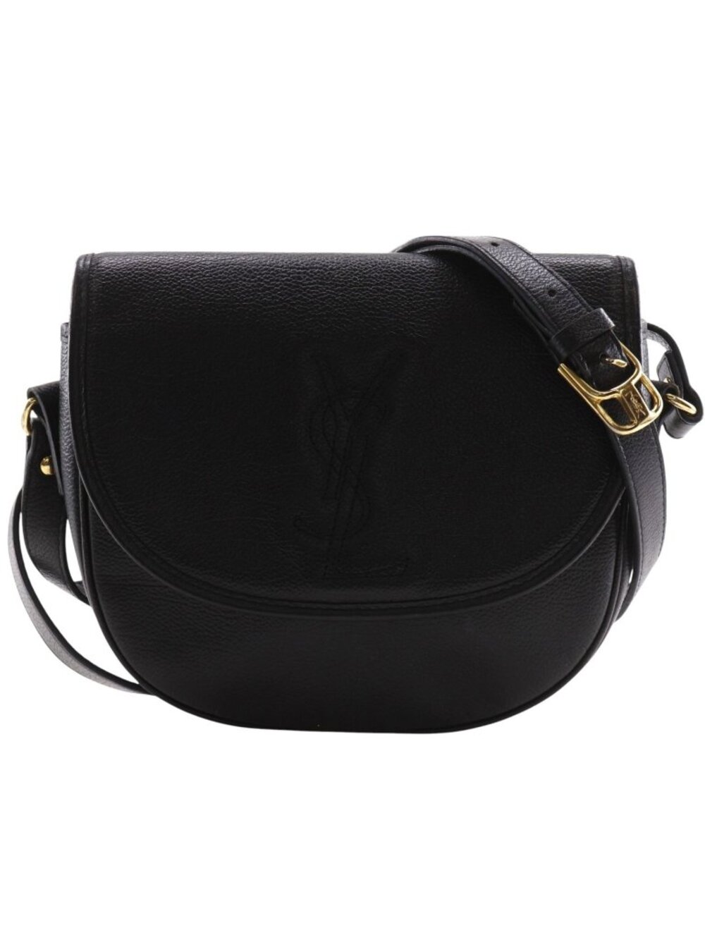 Saint Laurent YSL Logo Vintage Leather Black Shoulder Bag
